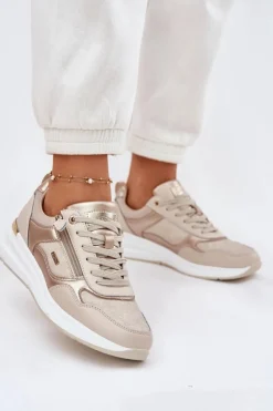 New Skórzane Buty Sportowe Sneakersy Damskie Z Zamkiem Beżowe Lilimia Damskie Sneakersy Damskie