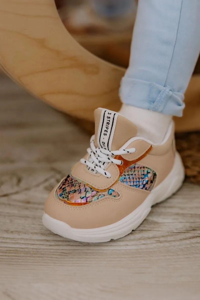 Clearance Skórzane Buty Sportowe Wężowe Różowe Gabbie Dzieci Dziewczęce