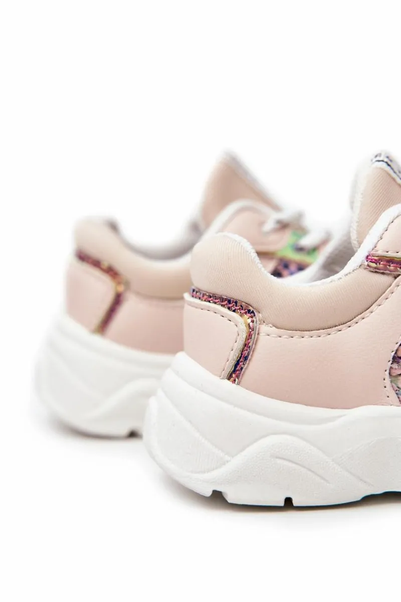 Clearance Skórzane Buty Sportowe Wężowe Różowe Gabbie Dzieci Dziewczęce