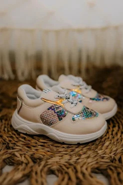 Clearance Skórzane Buty Sportowe Wężowe Różowe Gabbie Dzieci Dziewczęce