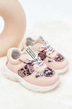 Clearance Skórzane Buty Sportowe Wężowe Różowe Gabbie Dzieci Dziewczęce