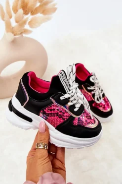 Dziewczęce>Boto Skórzane Buty Sportowe Wężowe Czarne Gabbie