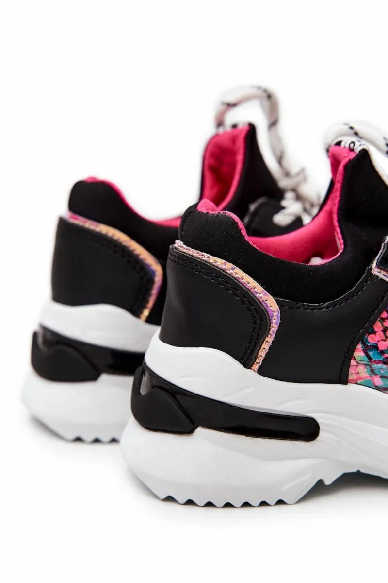 Dziewczęce>Boto Skórzane Buty Sportowe Wężowe Czarne Gabbie