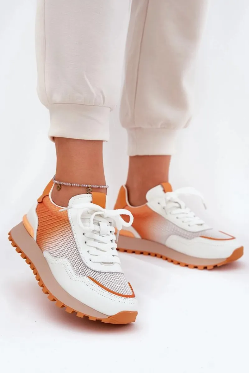 Best Buty damskie Vinceza Skórzane Buty Sportowe Z Siateczką Damskie Vinceza 66775 Pomarańczowe Pomarańczowy