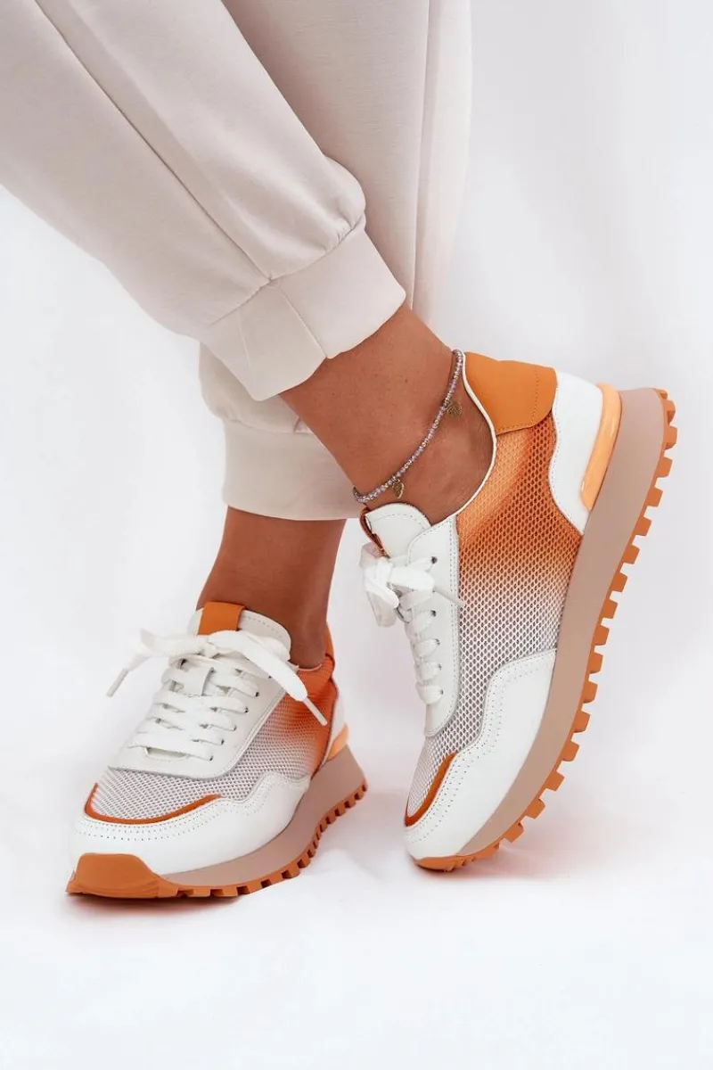 Best Buty damskie Vinceza Skórzane Buty Sportowe Z Siateczką Damskie Vinceza 66775 Pomarańczowe Pomarańczowy