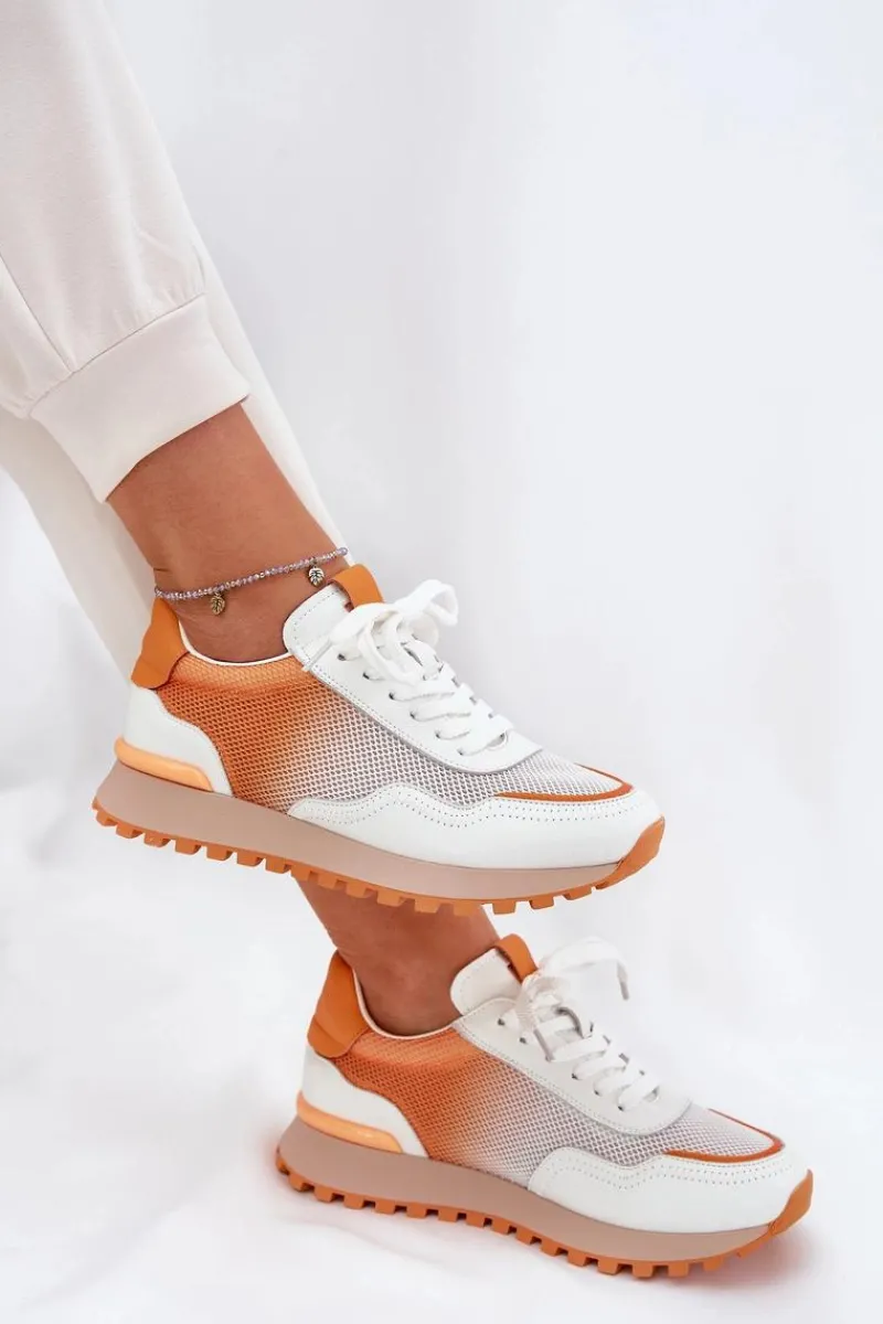 Best Buty damskie Vinceza Skórzane Buty Sportowe Z Siateczką Damskie Vinceza 66775 Pomarańczowe Pomarańczowy