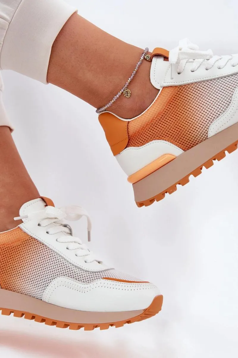 Best Buty damskie Vinceza Skórzane Buty Sportowe Z Siateczką Damskie Vinceza 66775 Pomarańczowe Pomarańczowy