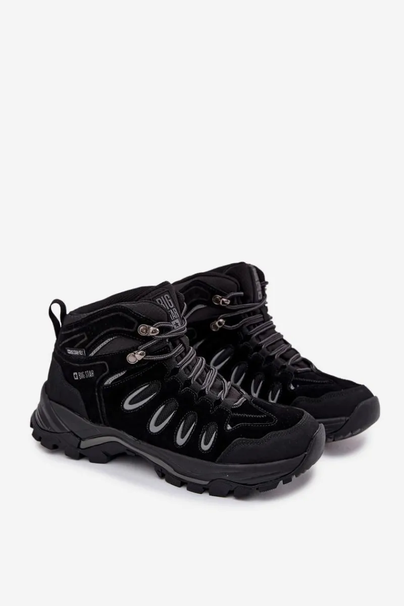 New Skórzane Buty Trekkingowe Męskie Big Star OO17433 HI-POLY SYSTEM Czarne Męskie Obuwie Trekkingowe Męskie|Botki Męskie