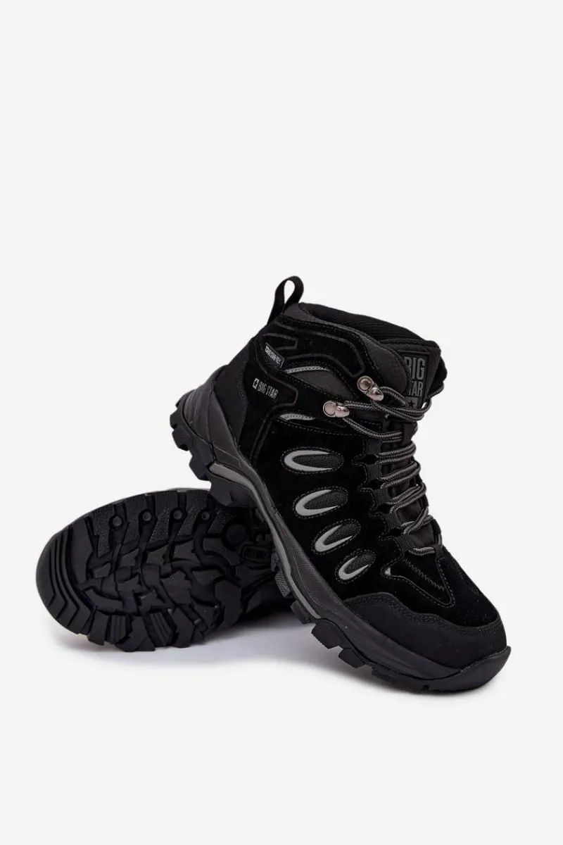 New Skórzane Buty Trekkingowe Męskie Big Star OO17433 HI-POLY SYSTEM Czarne Męskie Obuwie Trekkingowe Męskie|Botki Męskie