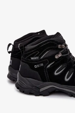 New Skórzane Buty Trekkingowe Męskie Big Star OO17433 HI-POLY SYSTEM Czarne Męskie Obuwie Trekkingowe Męskie|Botki Męskie