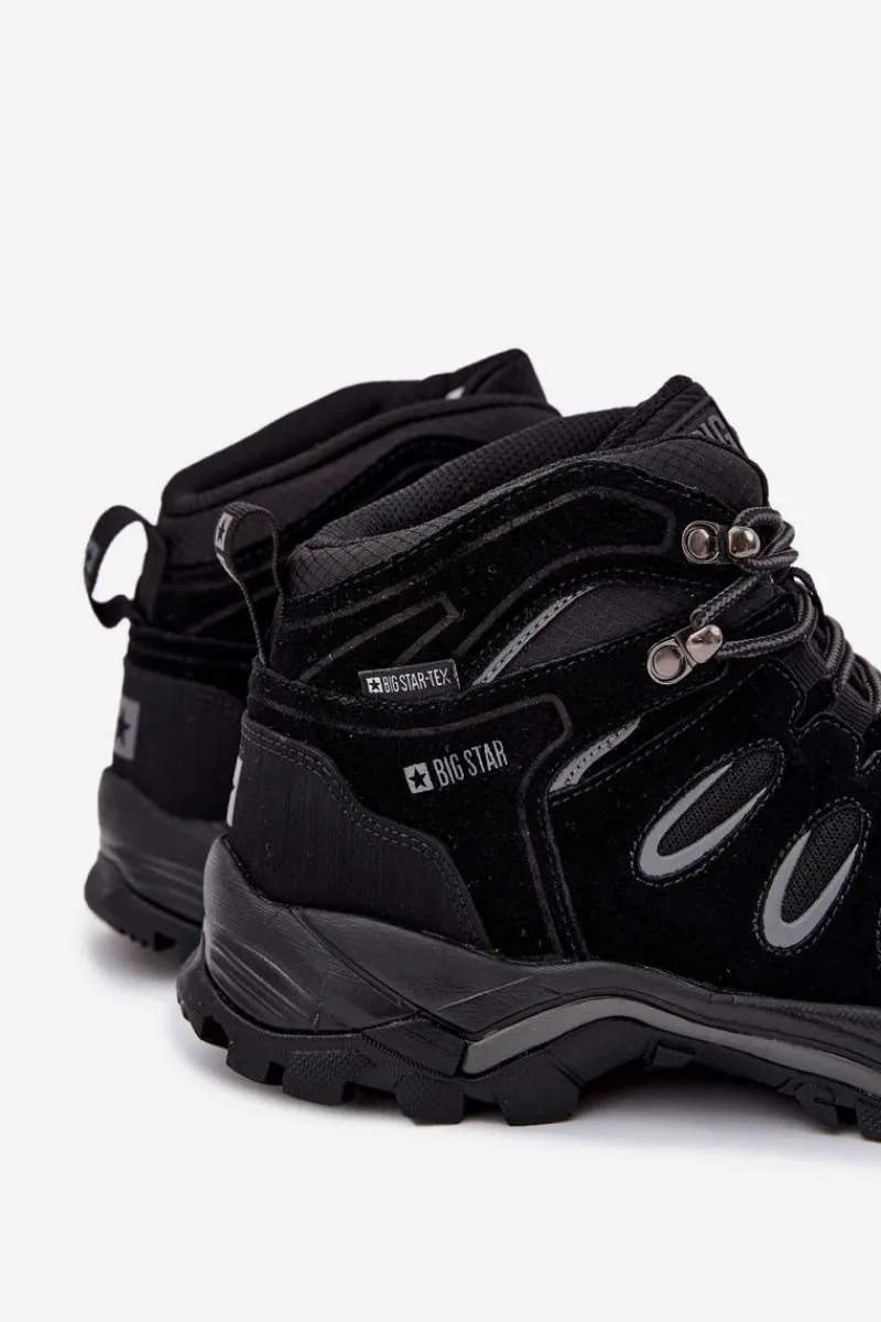 New Skórzane Buty Trekkingowe Męskie Big Star OO17433 HI-POLY SYSTEM Czarne Męskie Obuwie Trekkingowe Męskie|Botki Męskie