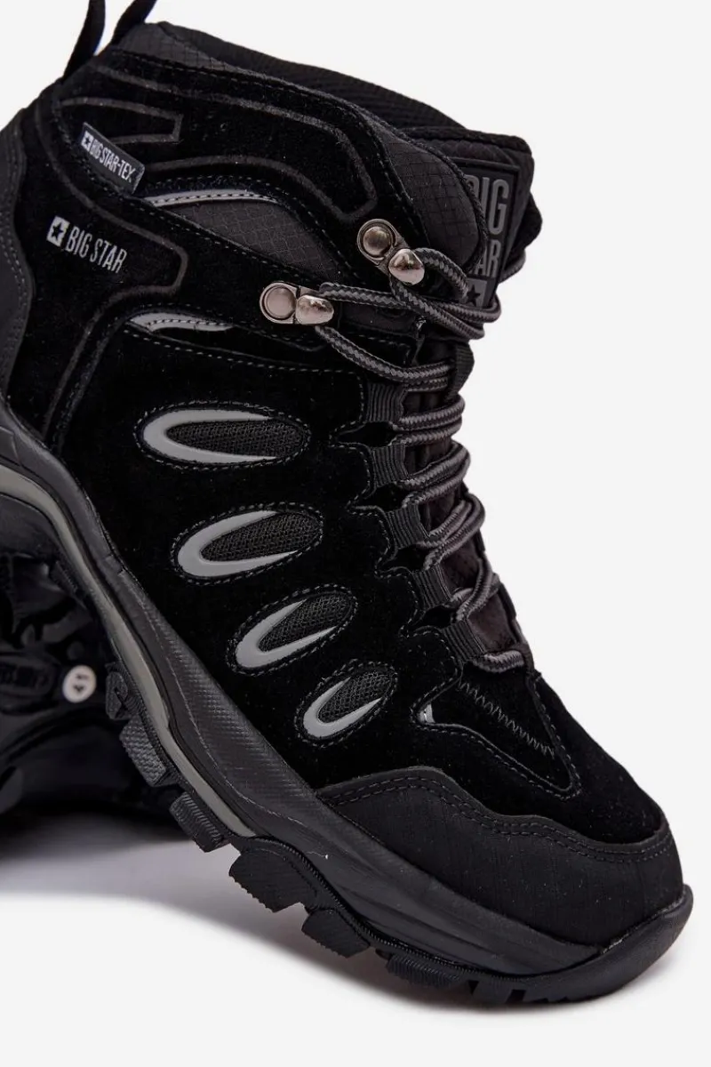 New Skórzane Buty Trekkingowe Męskie Big Star OO17433 HI-POLY SYSTEM Czarne Męskie Obuwie Trekkingowe Męskie|Botki Męskie