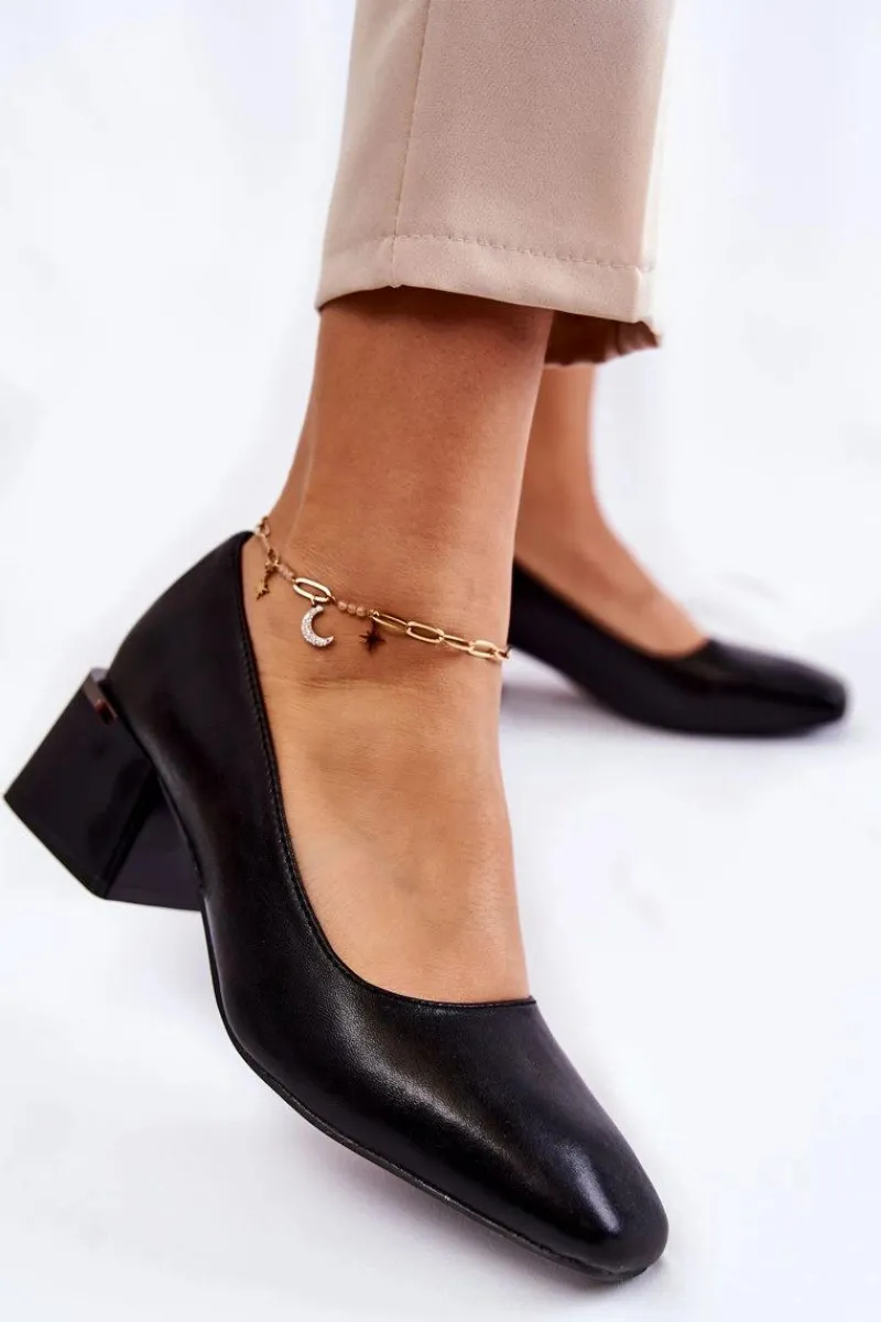 Discount Skórzane Czółenka La.Fi 230034B-QN Czarne Damskie Czółenka Zamszowe|Czółenka Na Słupku