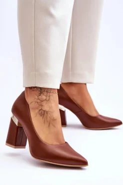 Best Boto Skórzane Czółenka Lewski 3117 Brązowe Brązowy