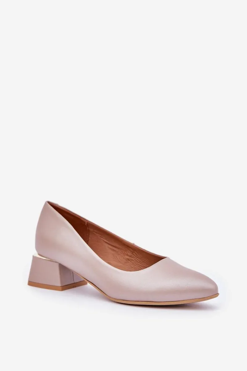 Sale Boto Skórzane Czółenka Lewski 3118 Ciemnobeżowe Beżowy