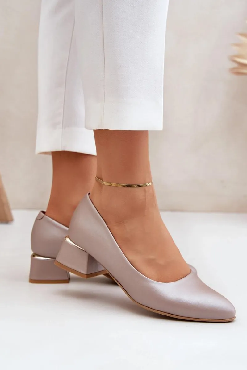 Sale Boto Skórzane Czółenka Lewski 3118 Ciemnobeżowe Beżowy