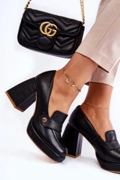 Discount Boto Skórzane Czółenka Lewski Shoes 3195/2 Czarne