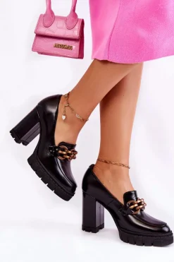 Czółenka Na Platformie|Czółenka Na Słupku>Boto Skórzane Czółenka Na Platformie I Słupku Lewski Shoes 3197 Czarne