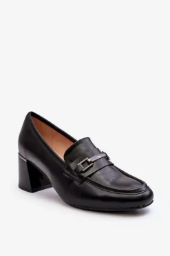 Czółenka Na Słupku|Czółenka Klasyczne>Buty damskie Vinceza Skórzane Czółenka Na Słupku Czarne Idona