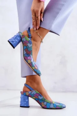 Sale Maciejka Skórzane Czółenka Na Słupku 05427-06 Multikolor