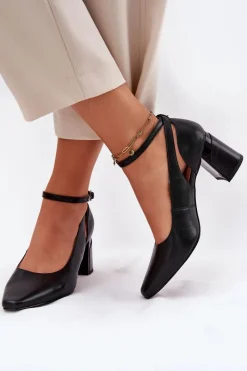 Czółenka Na Słupku>Maciejka Skórzane Czółenka Na Słupku K6816-01 Czarne