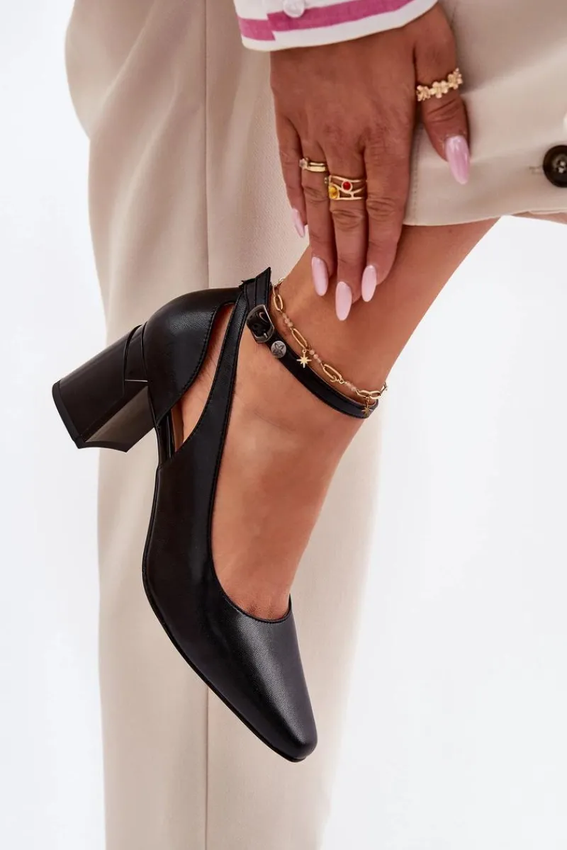 Czółenka Na Słupku>Maciejka Skórzane Czółenka Na Słupku K6816-01 Czarne