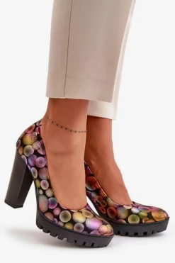 Sale Maciejka Skórzane Czółenka Na Słupku 02629-39 Multikolor Wielokolorowy