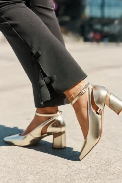 Discount Maciejka Skórzane Czółenka Na Słupku K6816-25 Złote