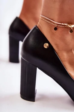 Online Buty damskie Vinceza Skórzane Czółenka Na Słupku W Szpic Czarne Larea