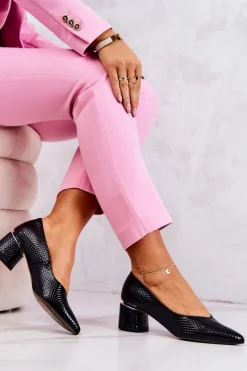 Sale Boto Skórzane Czółenka Nosek W Szpic Granatowe Marilyn