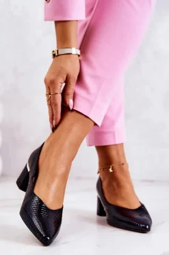 Sale Boto Skórzane Czółenka Nosek W Szpic Granatowe Marilyn