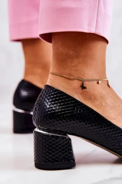 Sale Boto Skórzane Czółenka Nosek W Szpic Granatowe Marilyn