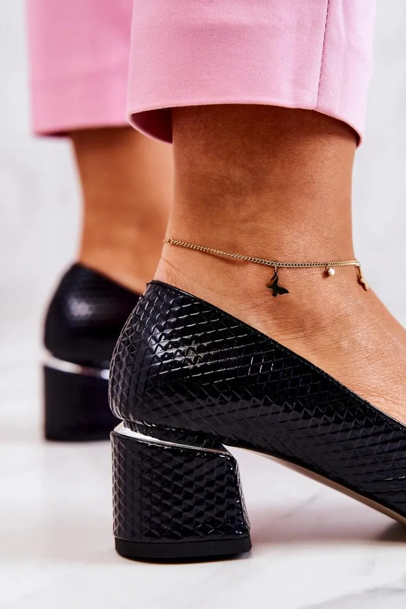 Sale Boto Skórzane Czółenka Nosek W Szpic Granatowe Marilyn