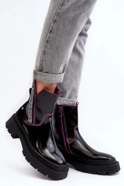 Hot Maciejka Skórzane Damskie Botki 06236-15 Czarne