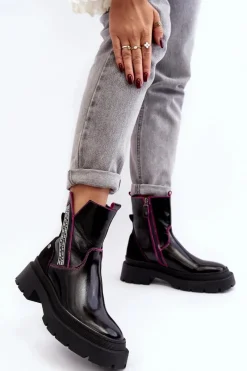 Hot Maciejka Skórzane Damskie Botki 06236-15 Czarne