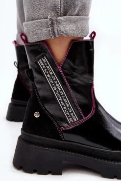 Hot Maciejka Skórzane Damskie Botki 06236-15 Czarne