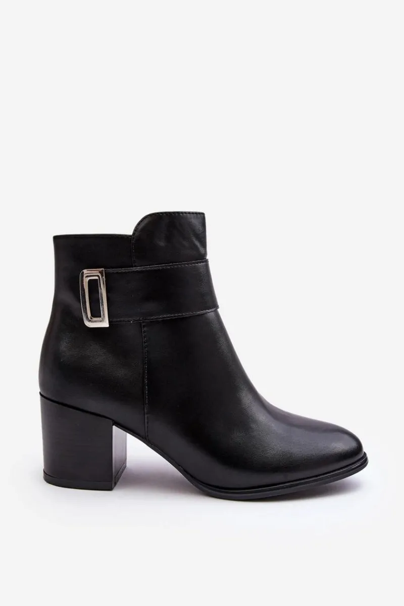 Botki Zimowe Damskie|Botki Na Obcasie>Buty Sergio Leone Skórzane Damskie Botki Na Słupku Czarne Starines