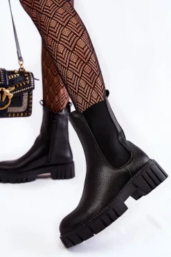 Clearance Skórzane Damskie Botki Na Platformie Czarne Bente Damskie Botki Zimowe Damskie|Botki Płaskie