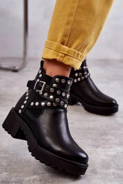 Czarne Botki|Botki Zimowe Damskie><noscript><img width=