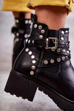 Czarne Botki|Botki Zimowe Damskie><noscript><img width=