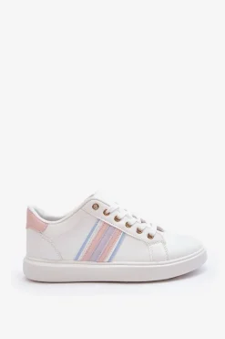 Best Boto Skórzane Damskie Buty Sportowe Biało-Różowe Rilee