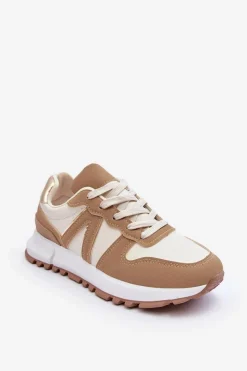 Sale Boto Skórzane Damskie Buty Sportowe Brązowo-Beżowe Kabama