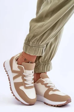 Sale Boto Skórzane Damskie Buty Sportowe Brązowo-Beżowe Kabama