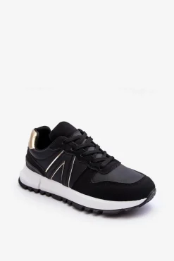 Outlet Boto Skórzane Damskie Buty Sportowe Czarne Kabama