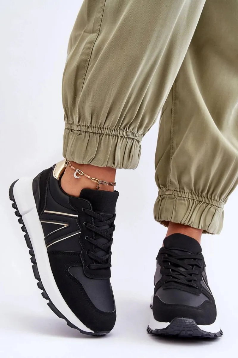 Outlet Boto Skórzane Damskie Buty Sportowe Czarne Kabama