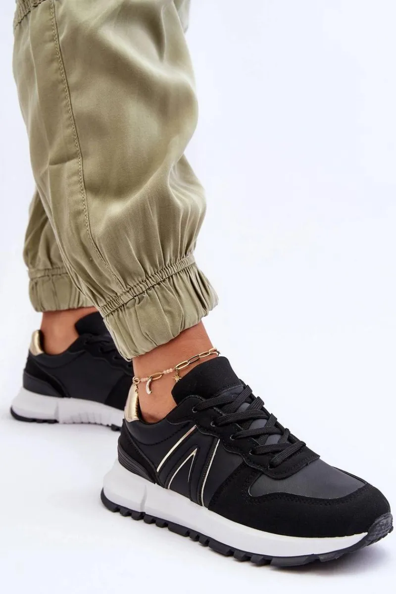 Outlet Boto Skórzane Damskie Buty Sportowe Czarne Kabama