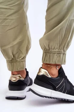 Outlet Boto Skórzane Damskie Buty Sportowe Czarne Kabama