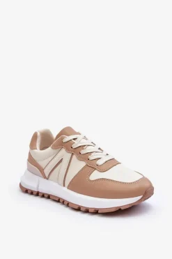 Outlet Skórzane Damskie Buty Sportowe Beżowe Kabama Damskie Sneakersy Damskie