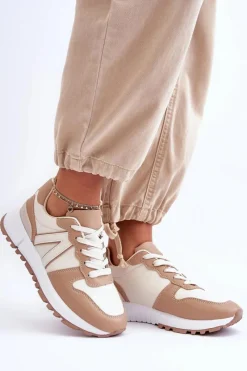 Outlet Skórzane Damskie Buty Sportowe Beżowe Kabama Damskie Sneakersy Damskie