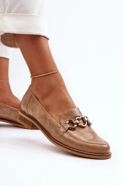 Clearance Skórzane Damskie Lakierowane Mokasyny 2760 Brązowe Damskie Loafersy Damskie|Mokasyny Płaskie